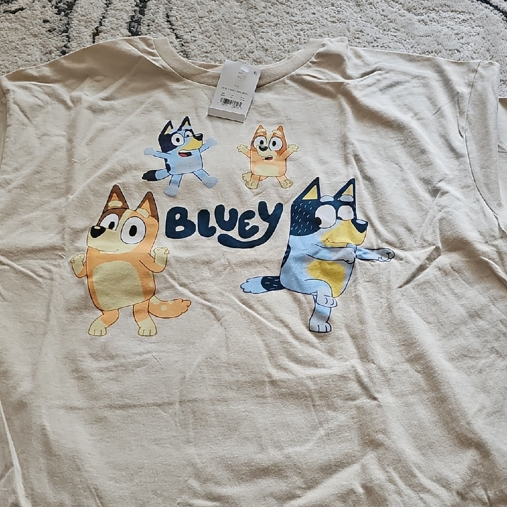 Bluey Graphic Adults T-Shirt in Cream New Medium